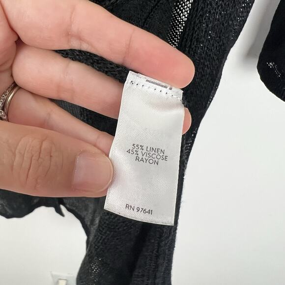 HOLES - J. Jill Women’s Size M Long Sleeve Knit Open Front Linen Blend Cardigan - Picture 7 of 12